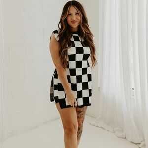 Checkered Black and White Dress